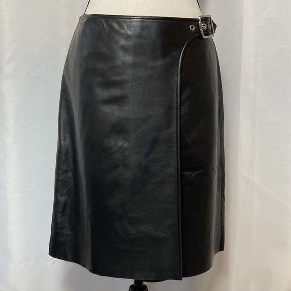 Coach Skirts Coach Mini Skirt Leather True Wrap Mini Skirt With